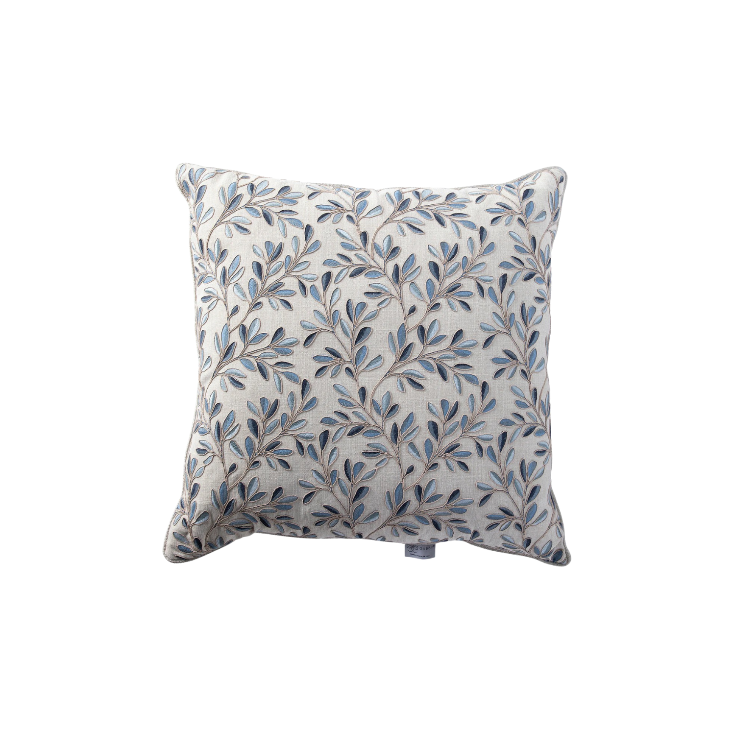 Olive Branch Indigo Metallic Pillow