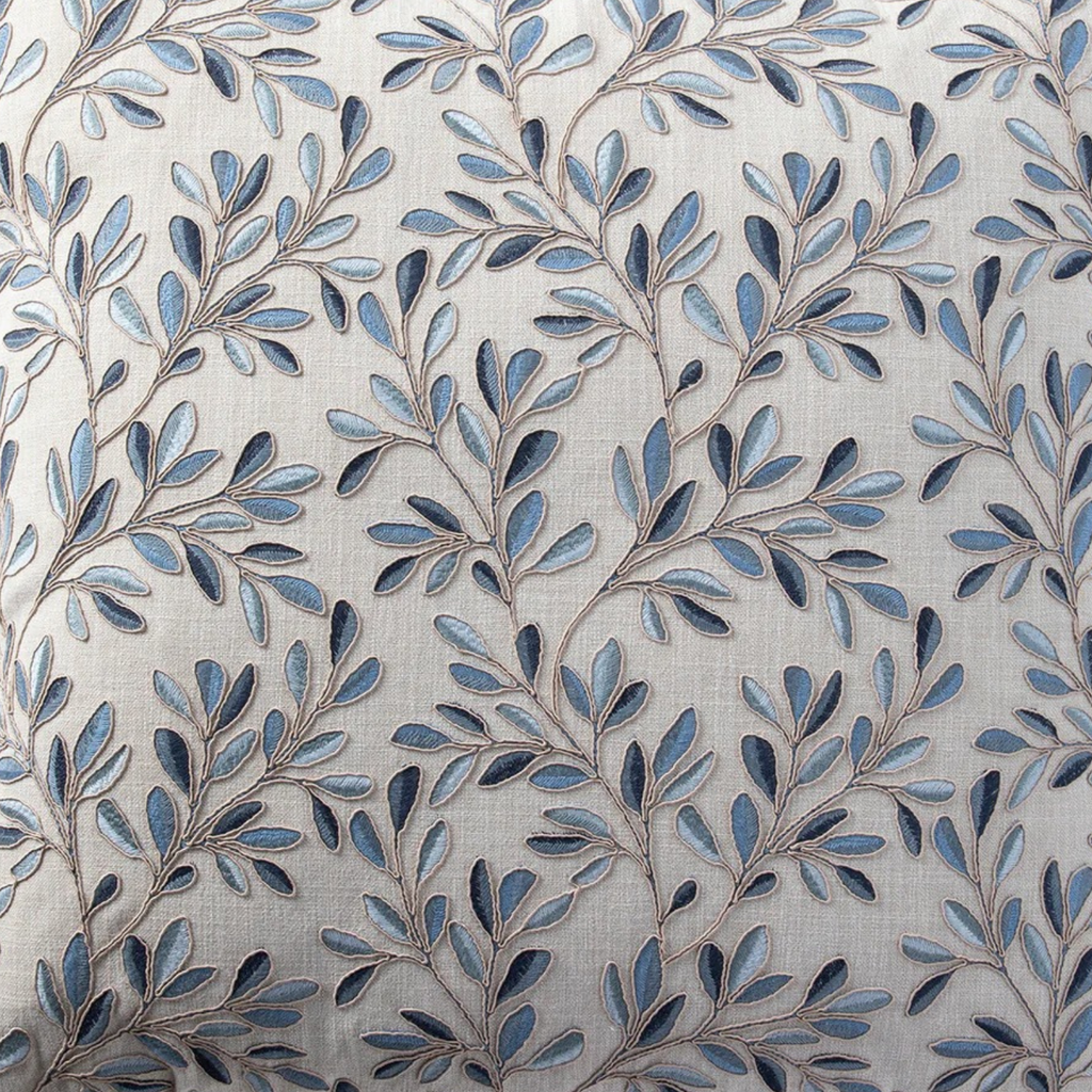 Olive Branch Indigo Metallic Pillow