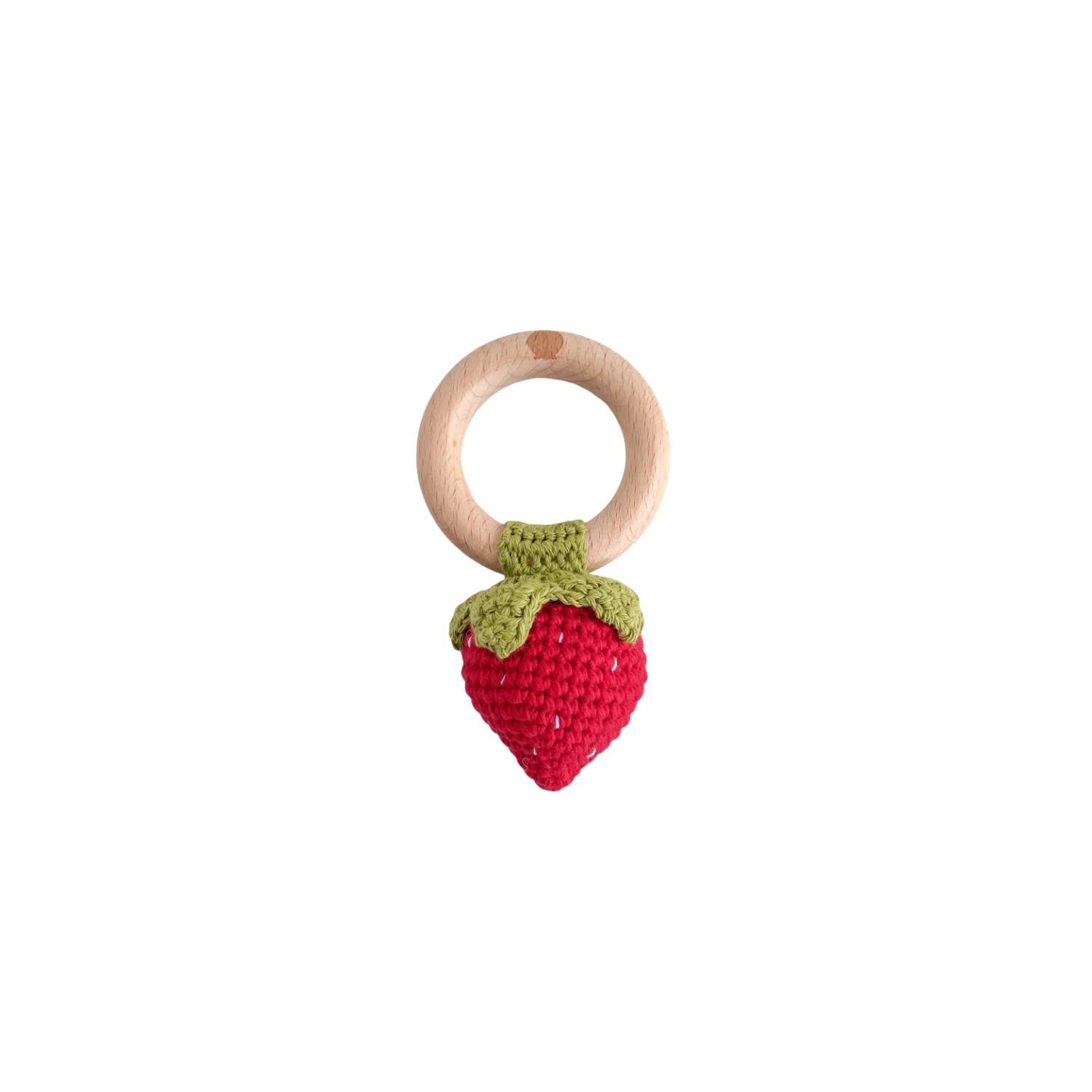 Cotton Crochet Baby Rattle Red Strawberry Teether