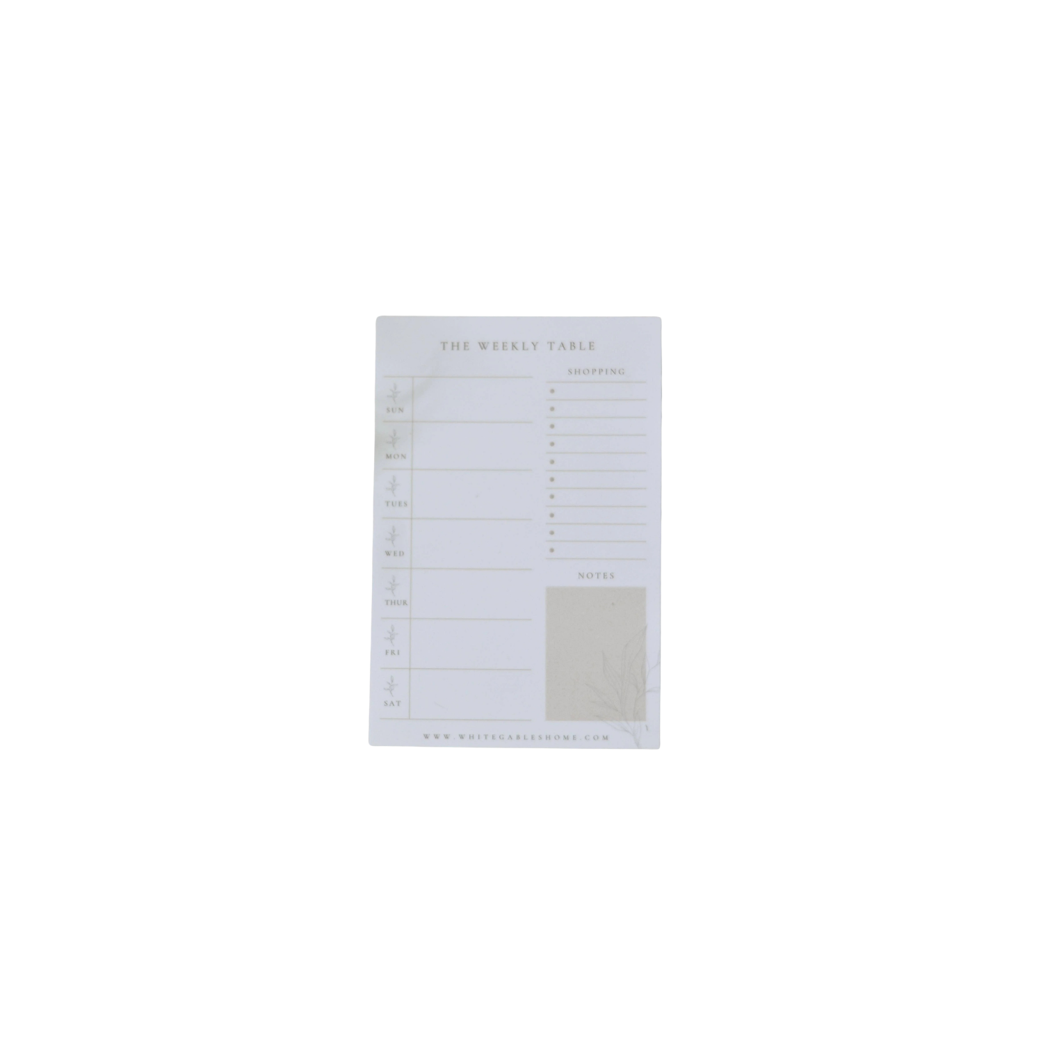 Weekly Table Menu Planning Pad