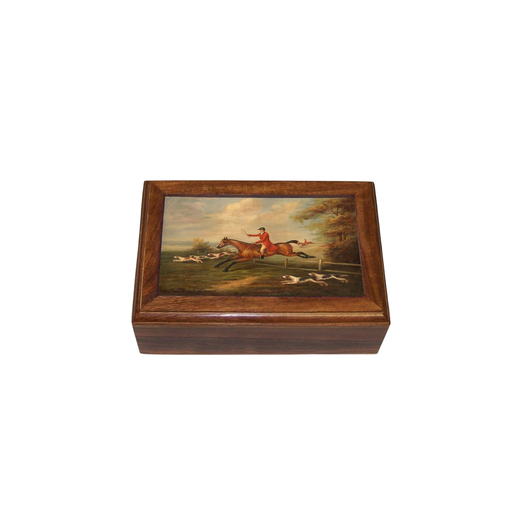 Fox Hunting Scene Vintage Wood Box | In Shoppe Pickup Only