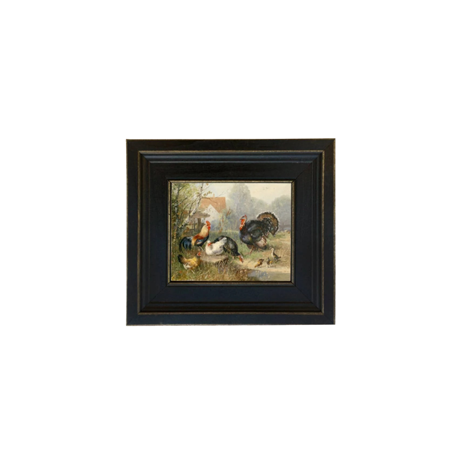 Turkey & Chickens Vintage Painting | In Shoppe Pickup Only