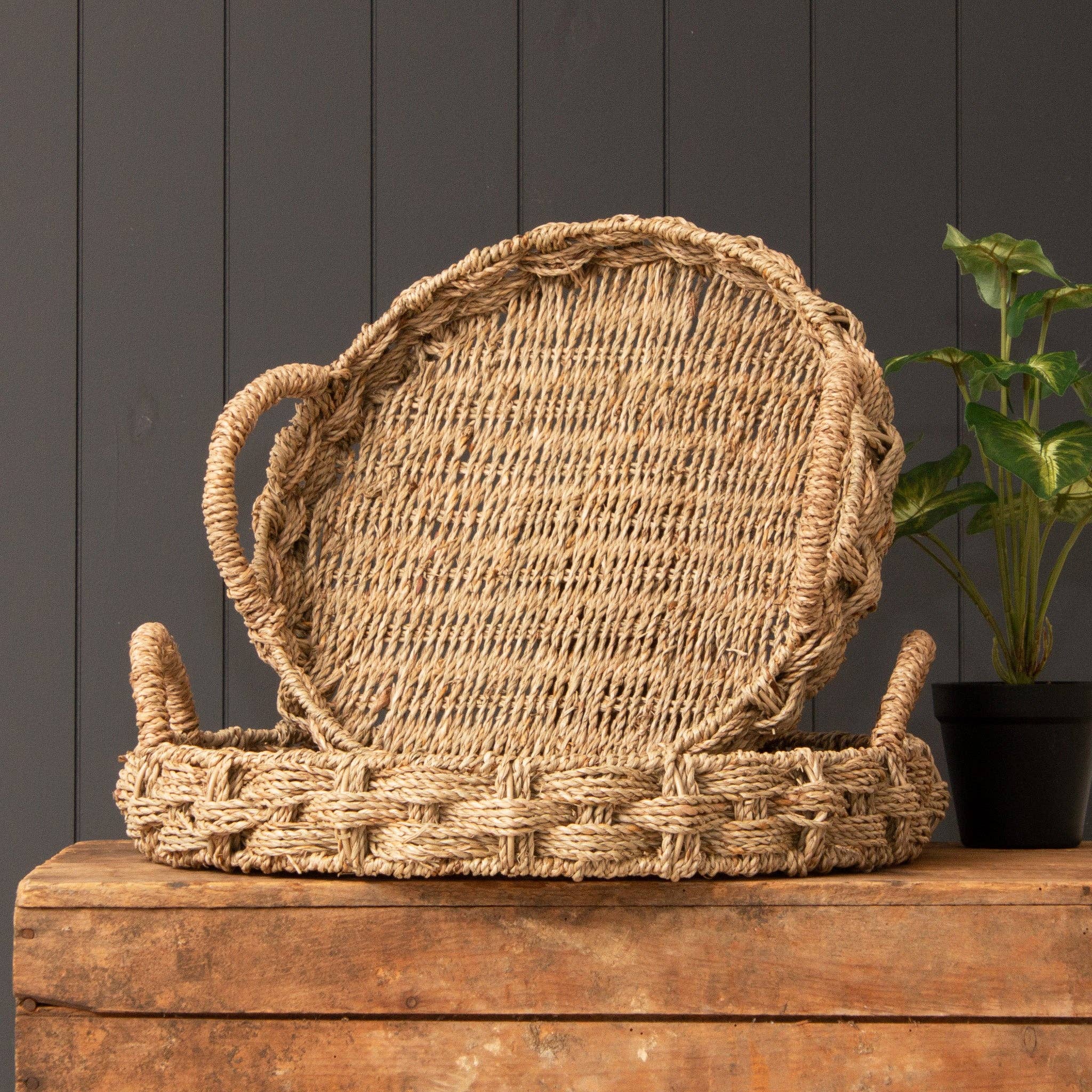 Handmade Braided Seagrass Tray | Large | In Shoppe Pickup Only