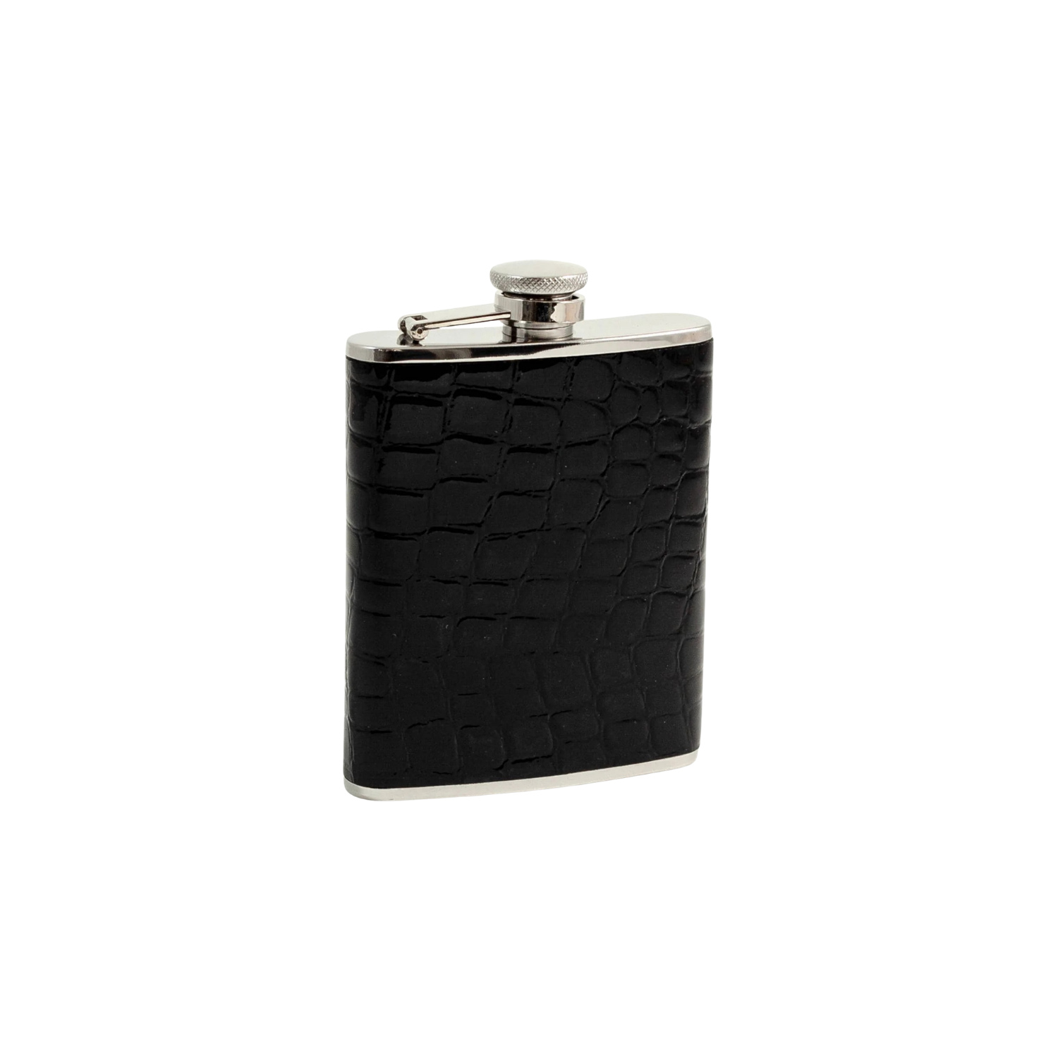 Stainless Steel & Croco Leather Flask | Black