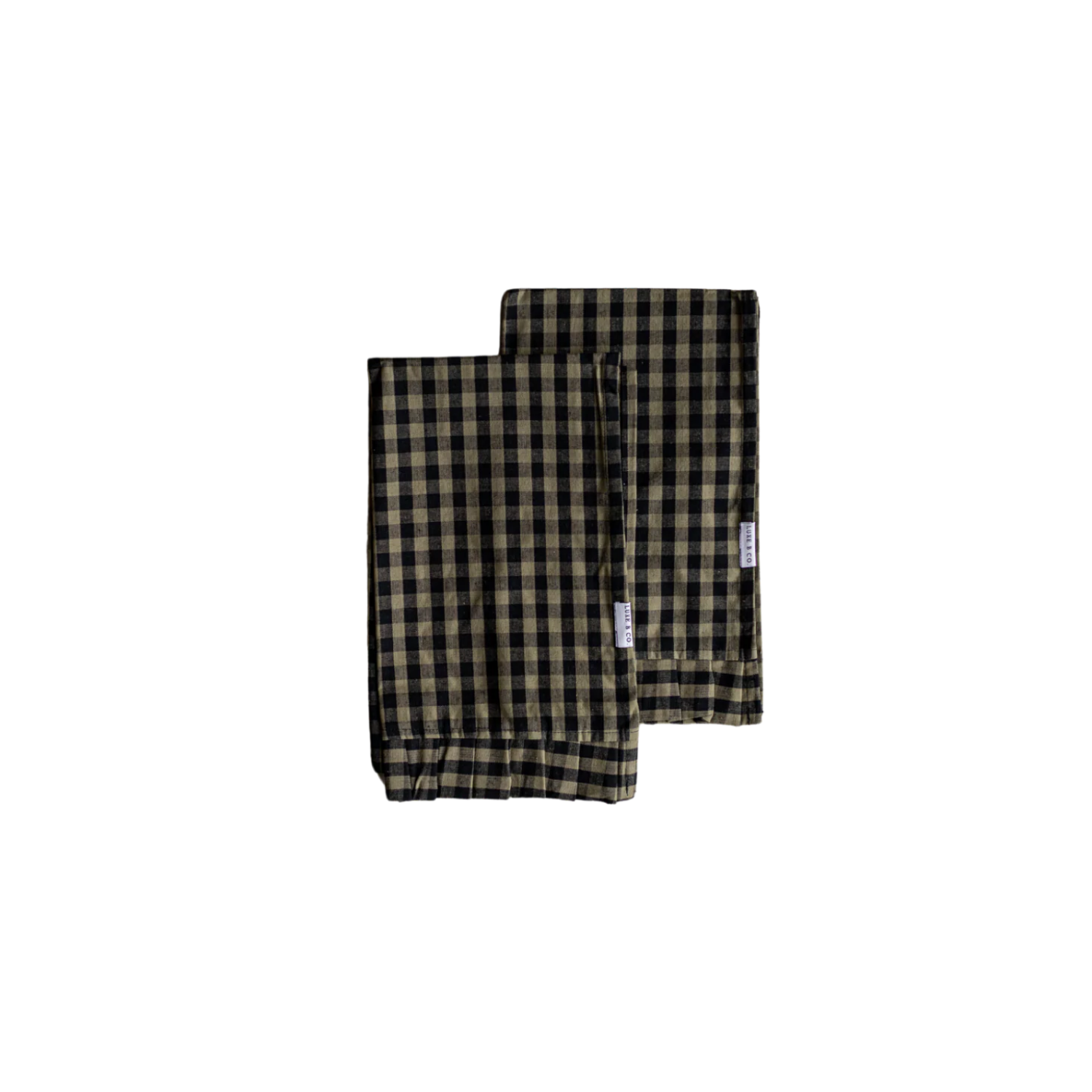 Ruffle Dish Towels | Olive Green Gingham