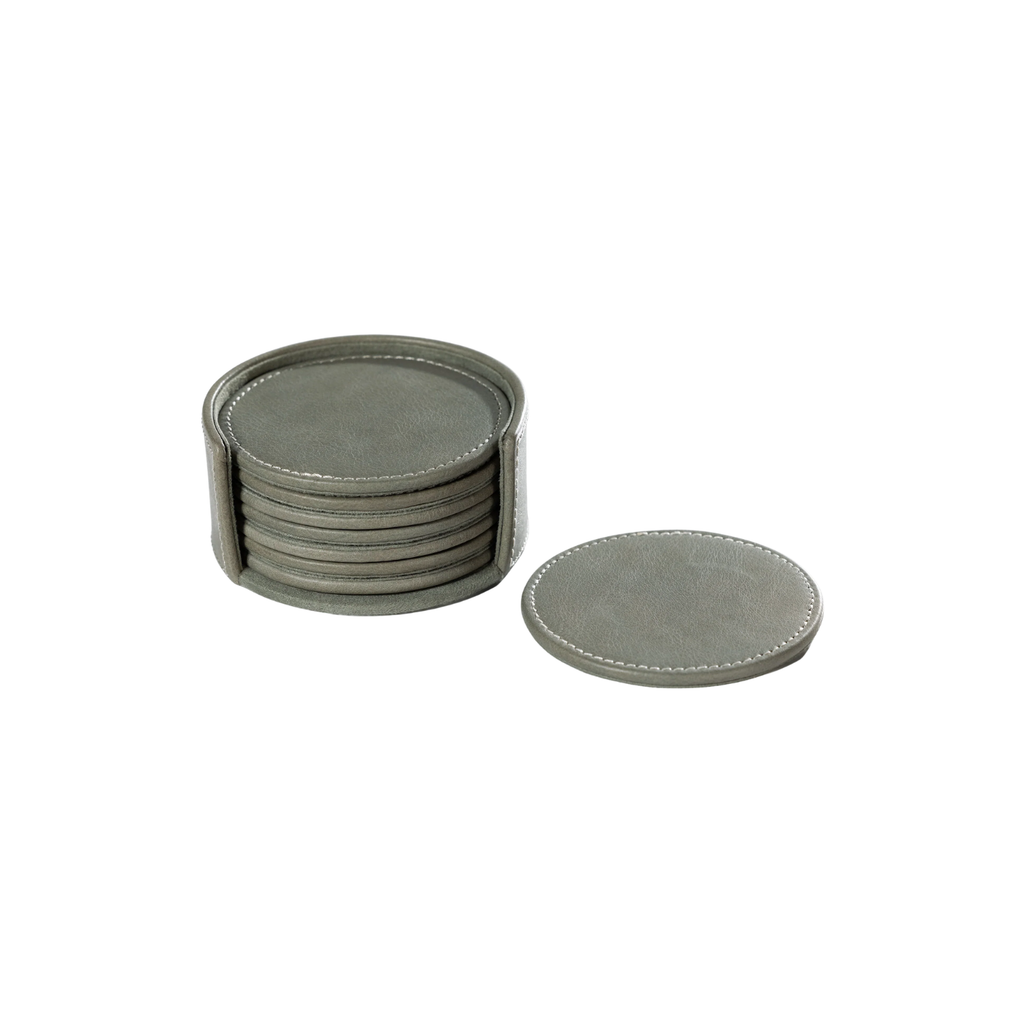 Sage Leather Coaster Set