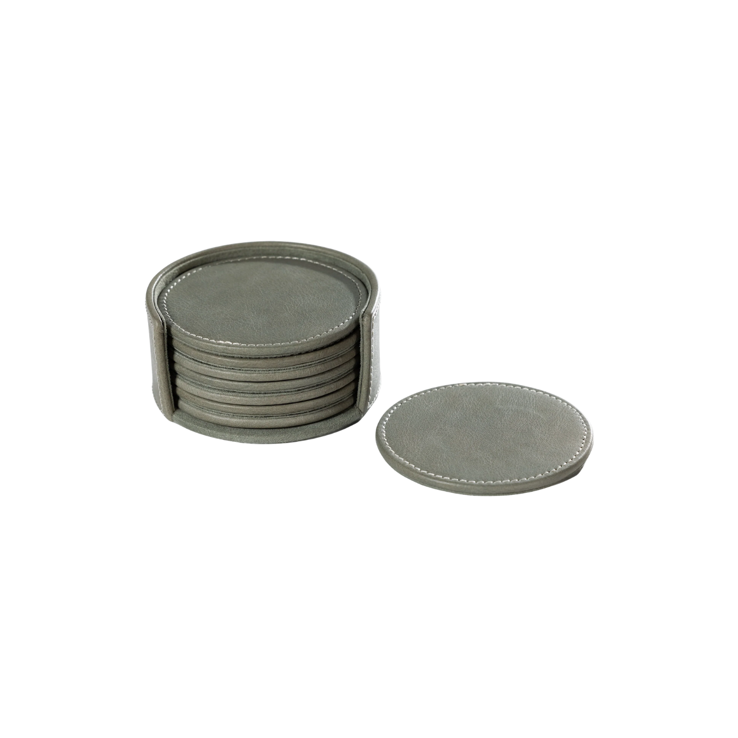 Sage Leather Coaster Set