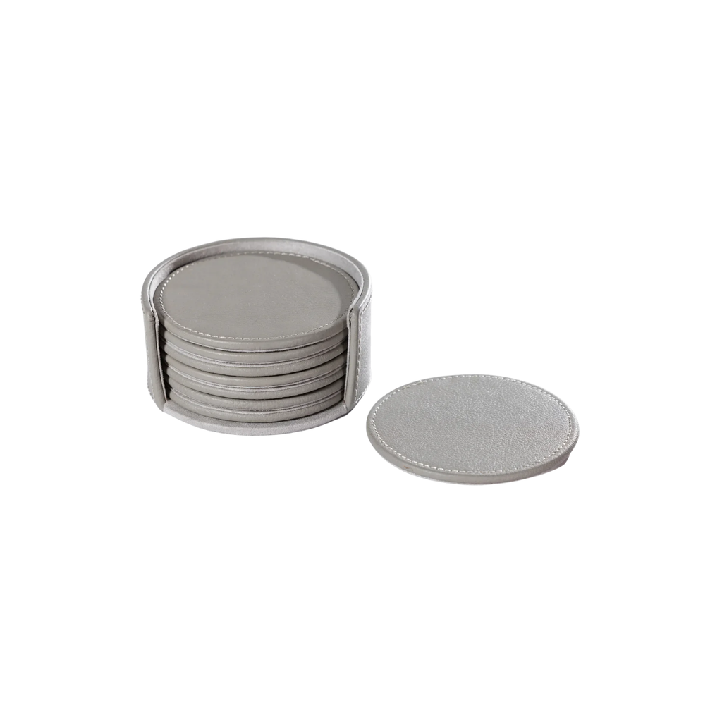 Gray Leather Coaster Set