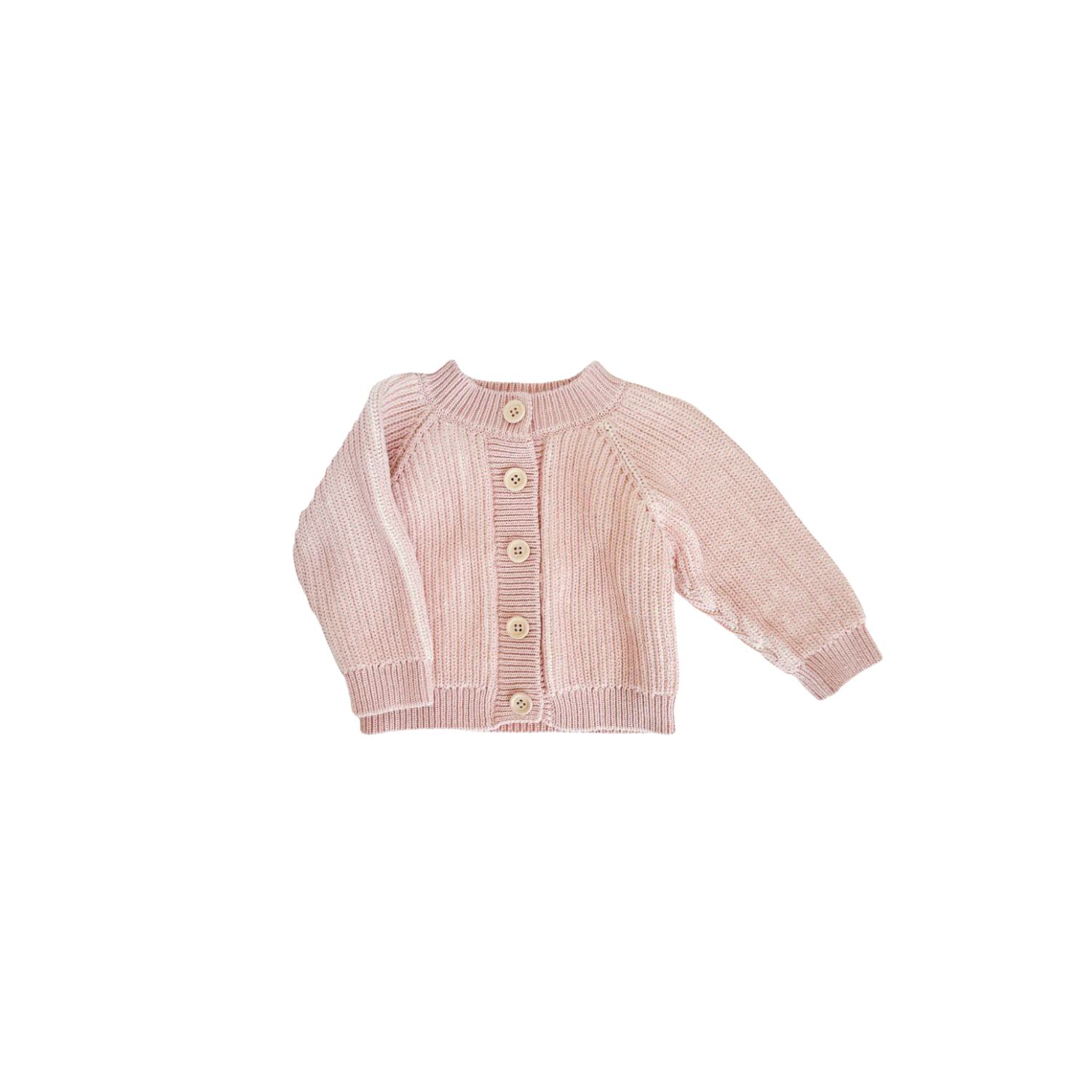 Cotton Brioche Cardigan, Blush - Pink