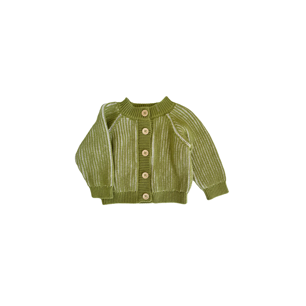 Green Cotton Brioche Cardigan