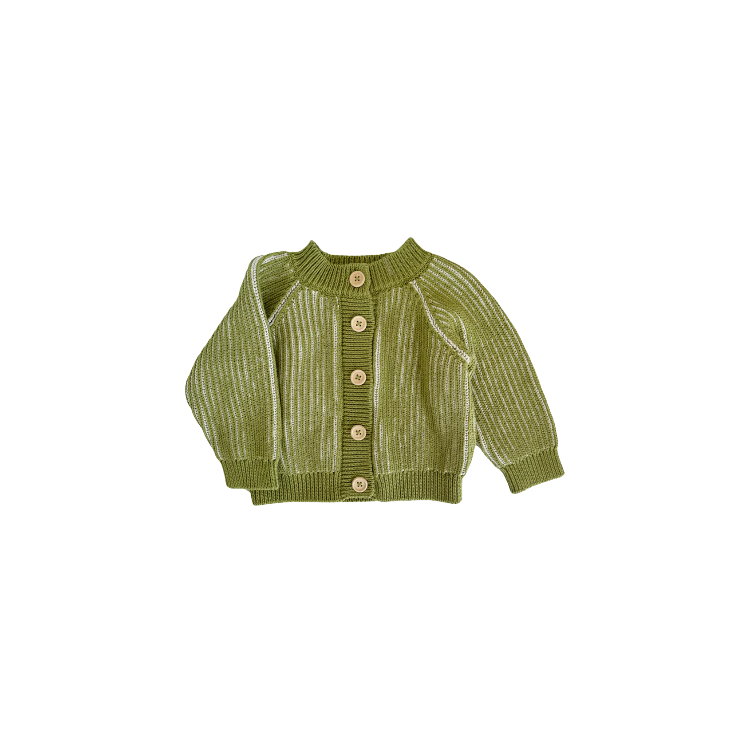 Green Cotton Brioche Cardigan