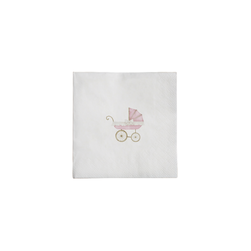 Baby Carriage Cocktail Napkin | Pink