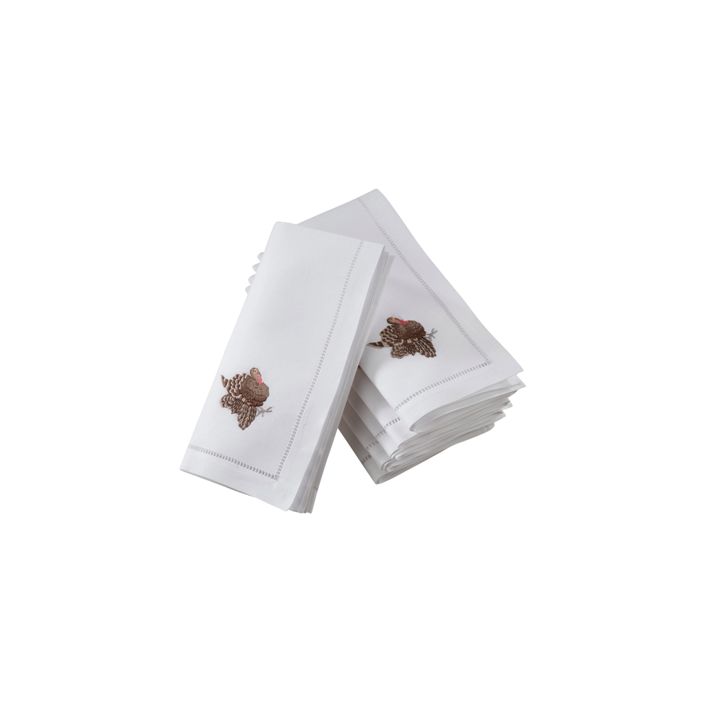 Embroidered Turkey Hemstitch Napkin