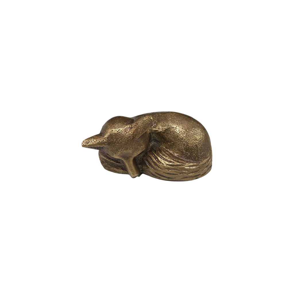 Antiqued Brass Sleeping Fox | In Shoppe Pickup Only