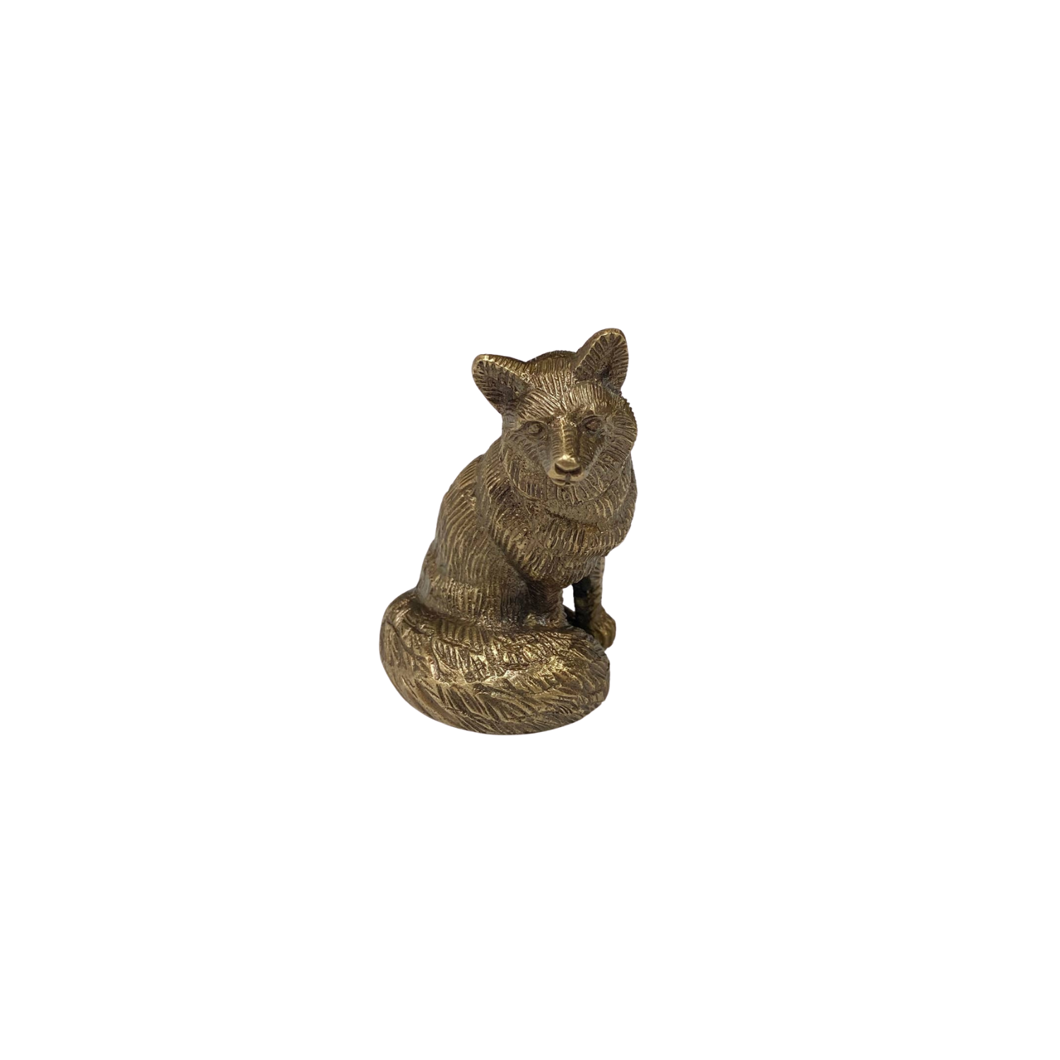 Antiqued Solid Brass Sitting Fox | In Shoppe Pickup Only