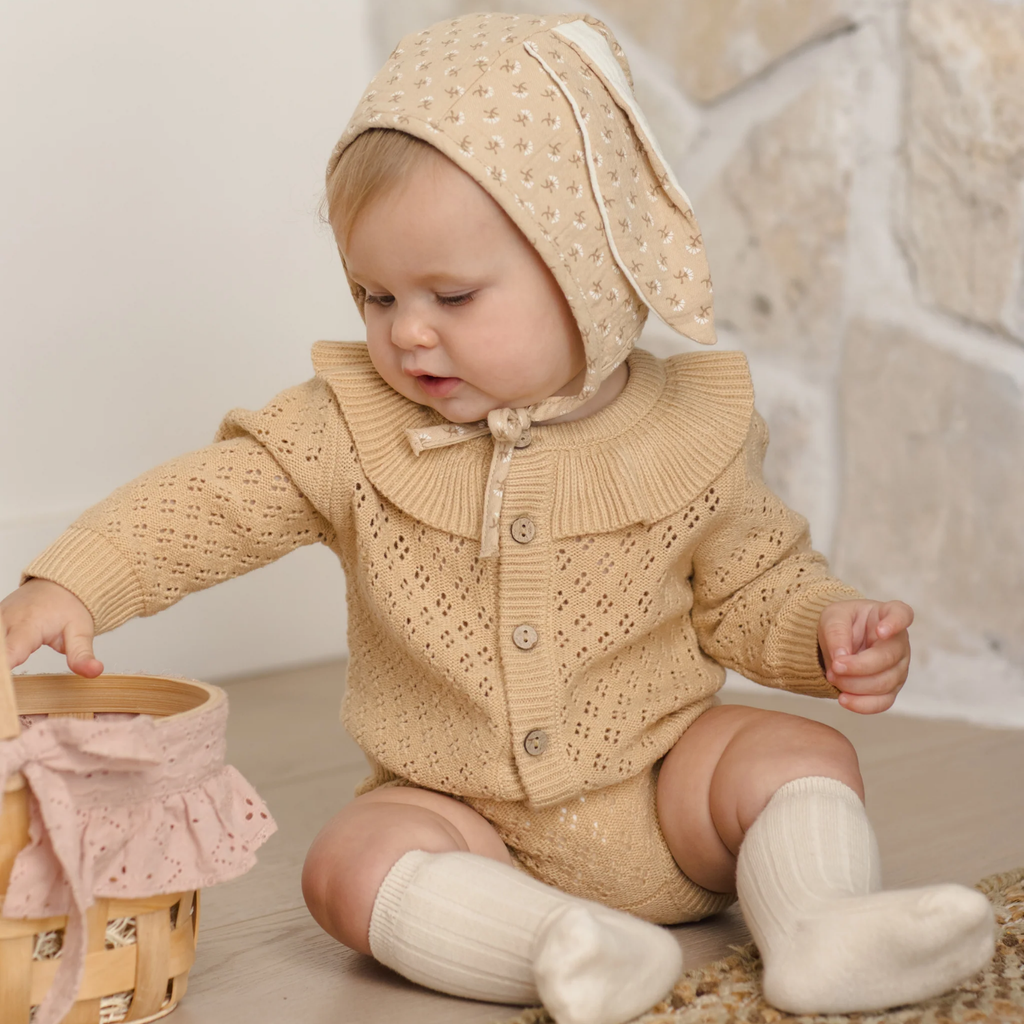 Ruffle Collar Cardigan | Natural