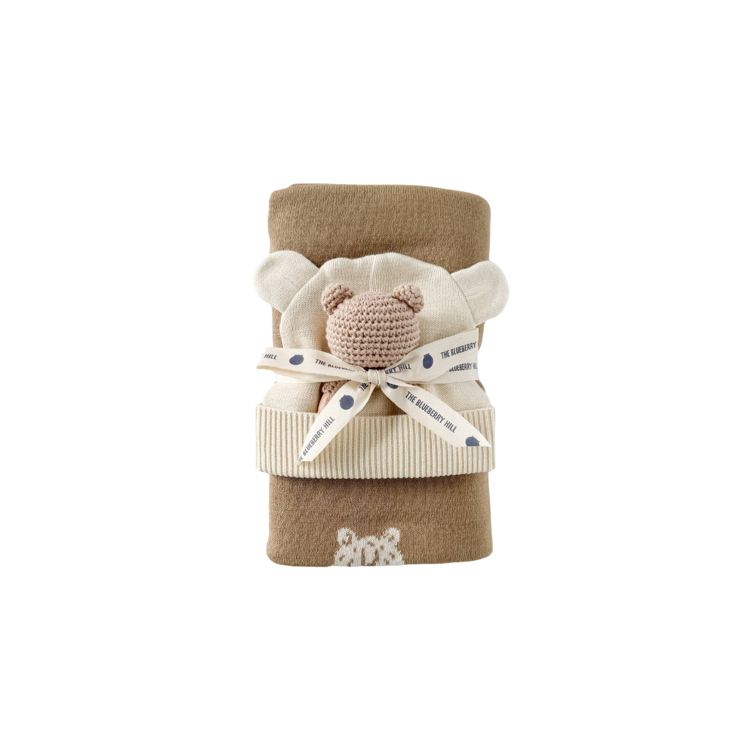 Honey Bear Hat, Blanket & Teether Rattle Gift Set