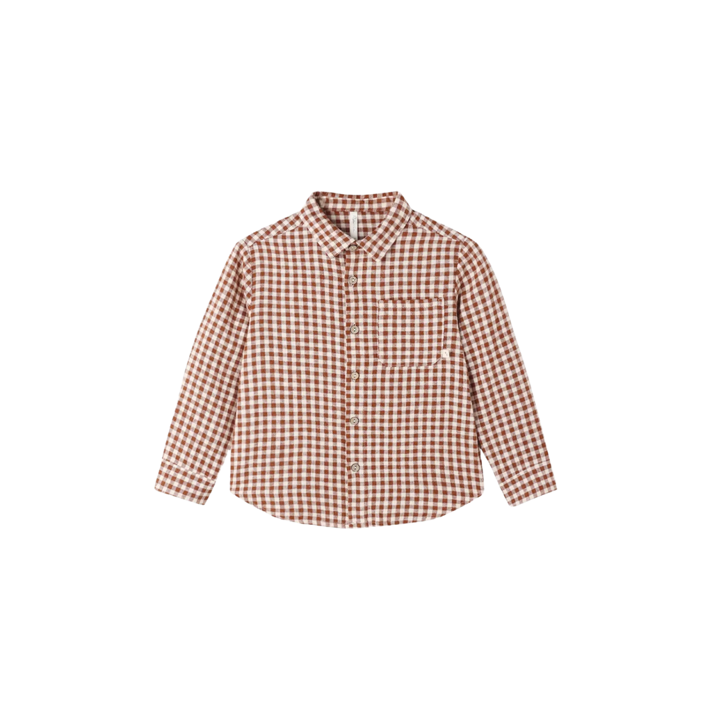 Collared Long Sleeve Shirt | Brick Check