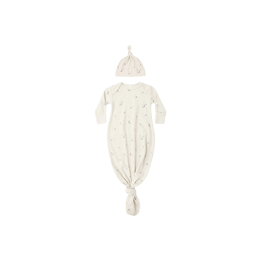 Knotted Baby Gown & Hat Set | Celestial