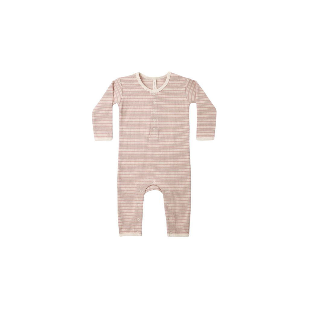 Ribbed Baby Jumpsuit | Dusty Rose Microstripe