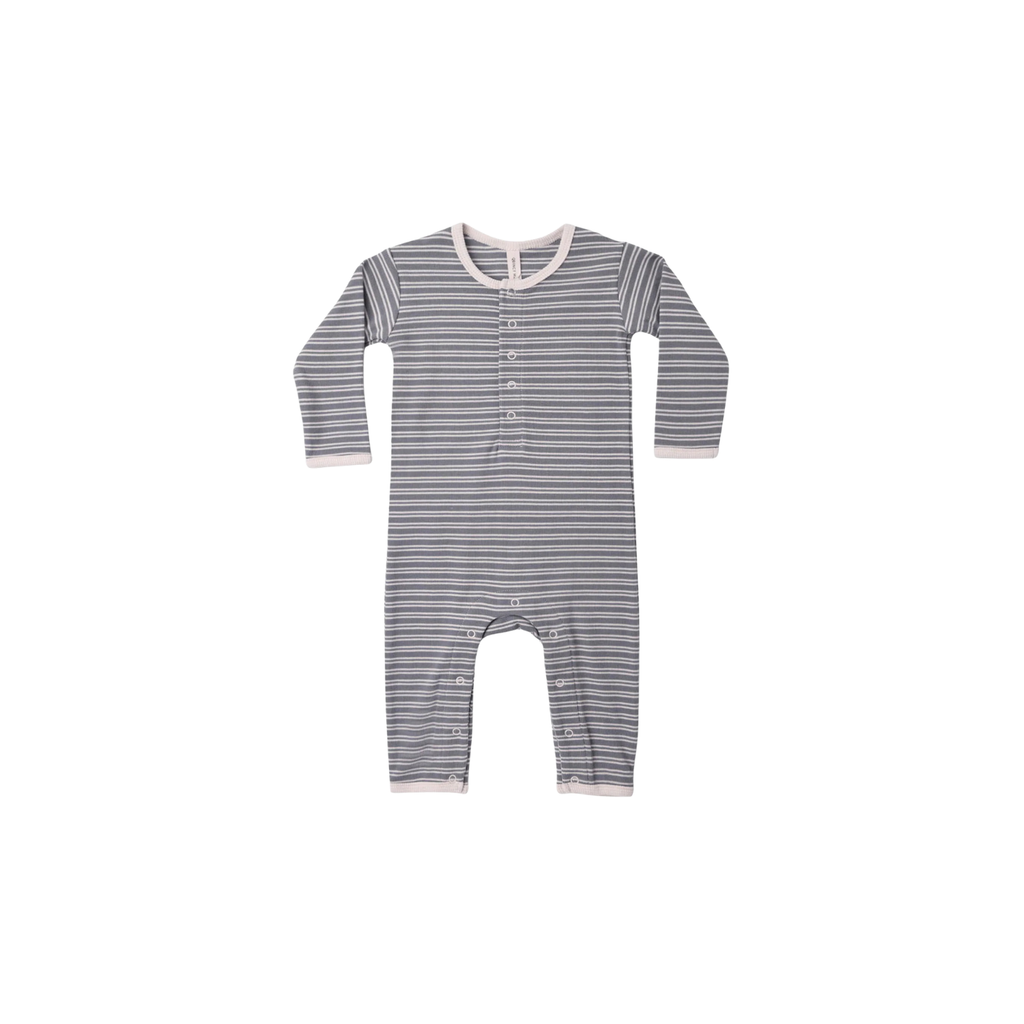 Ribbed Baby Jumpsuit | Slate Microstripe