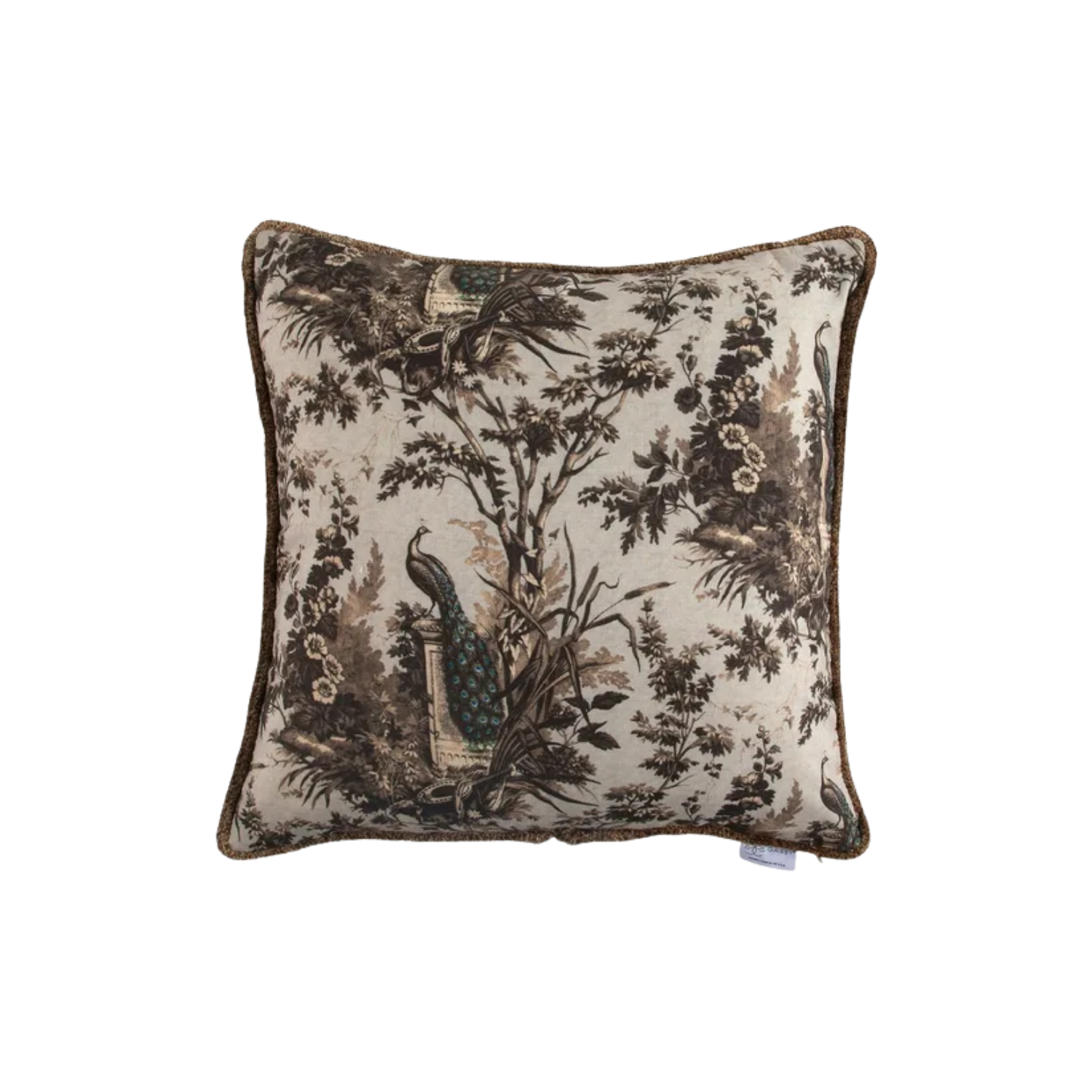 Peacock Bark Feather Pillow