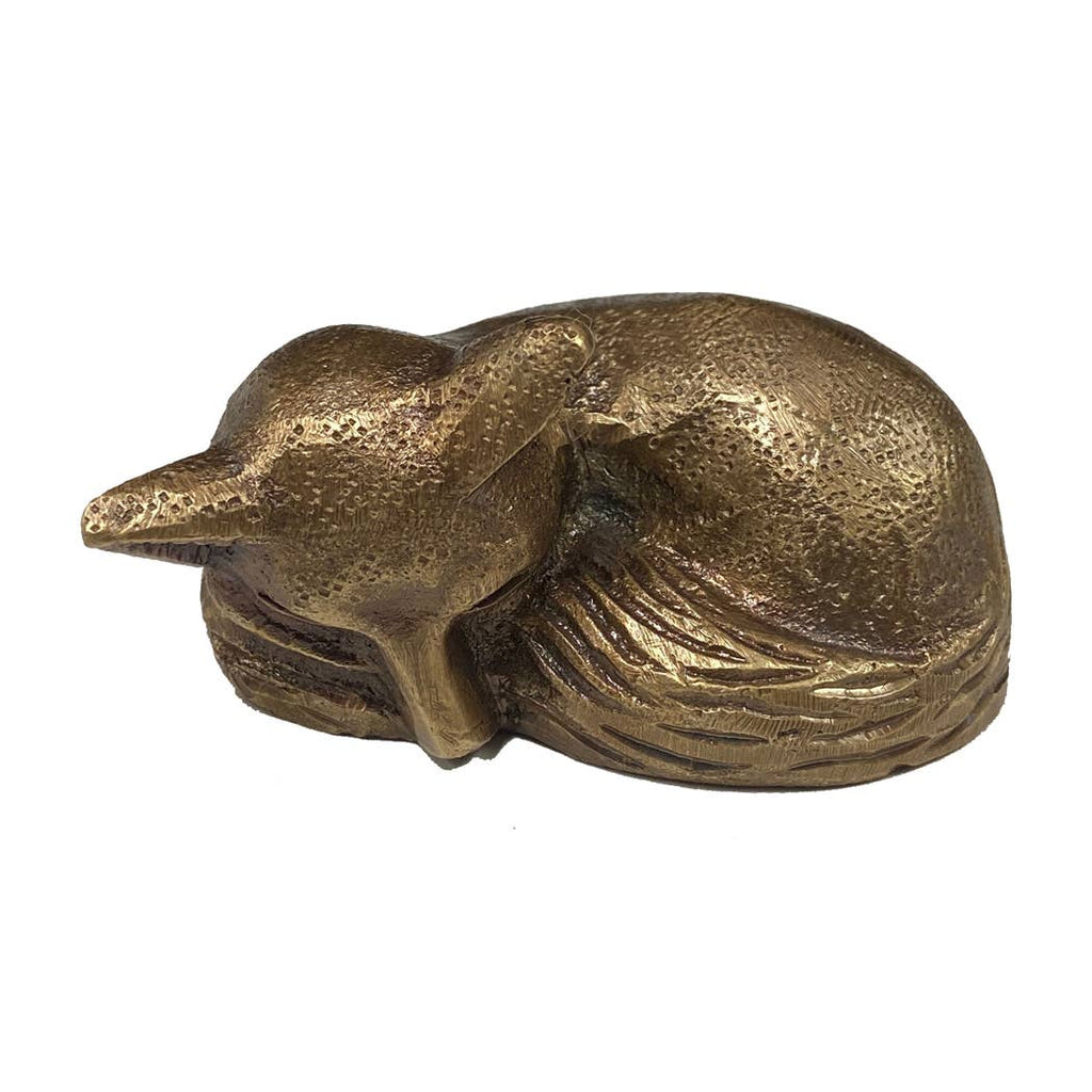Antiqued Brass Sleeping Fox | In Shoppe Pickup Only