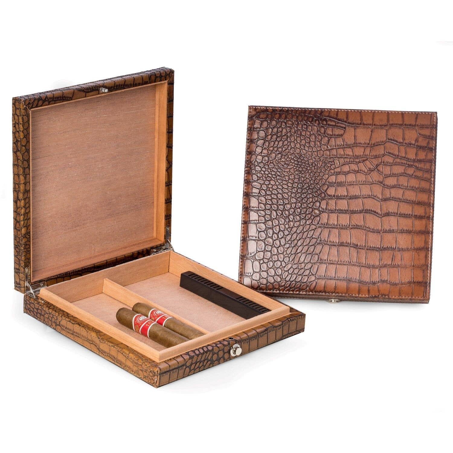 Humidor | Brown Croco Leather | In Shoppe Pickup Only