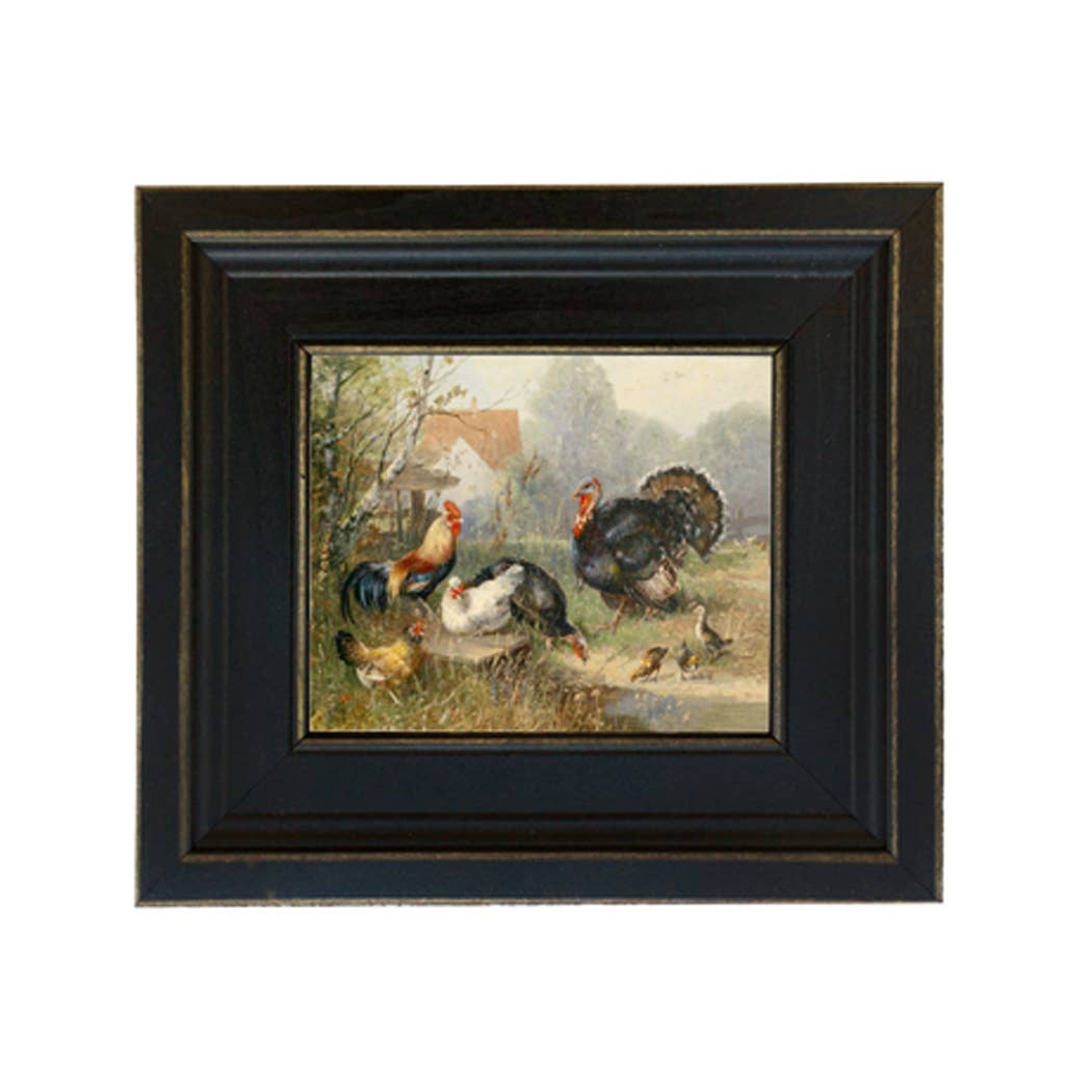 Turkey & Chickens Vintage Painting | In Shoppe Pickup Only
