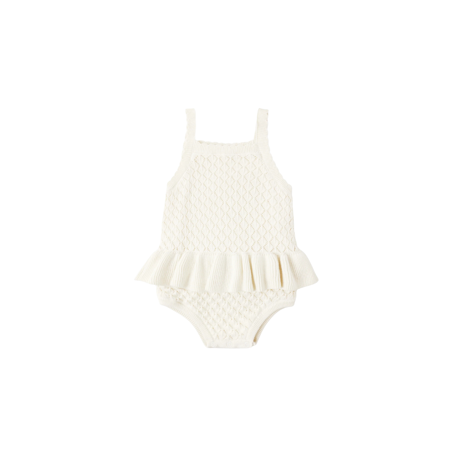Crochet Ruffle Romper | Natural