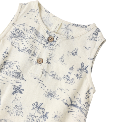 Beau Romper | Ocean Toile