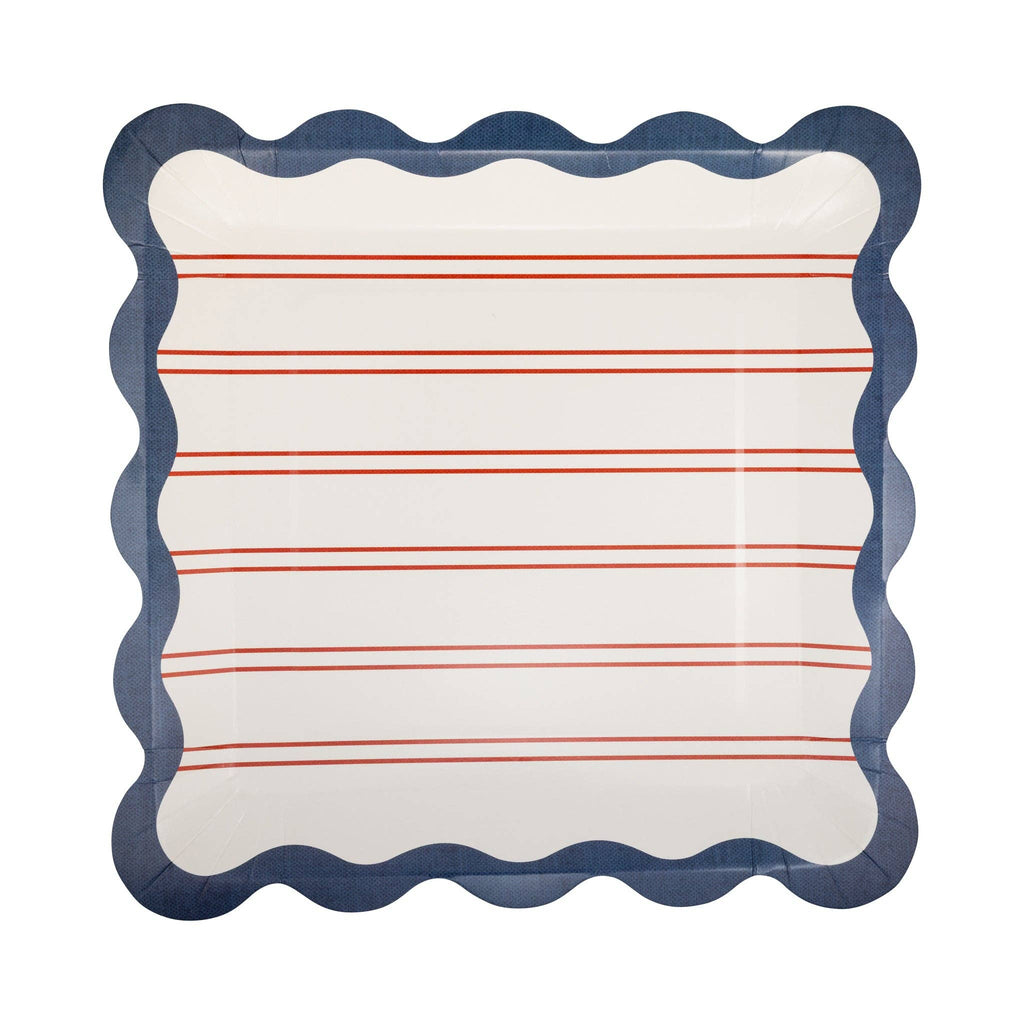Red Stripes Paper Plate