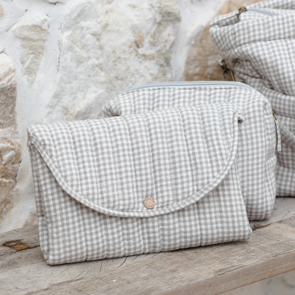 Diaper Bag + Changing Pad Set l Sage Gingham