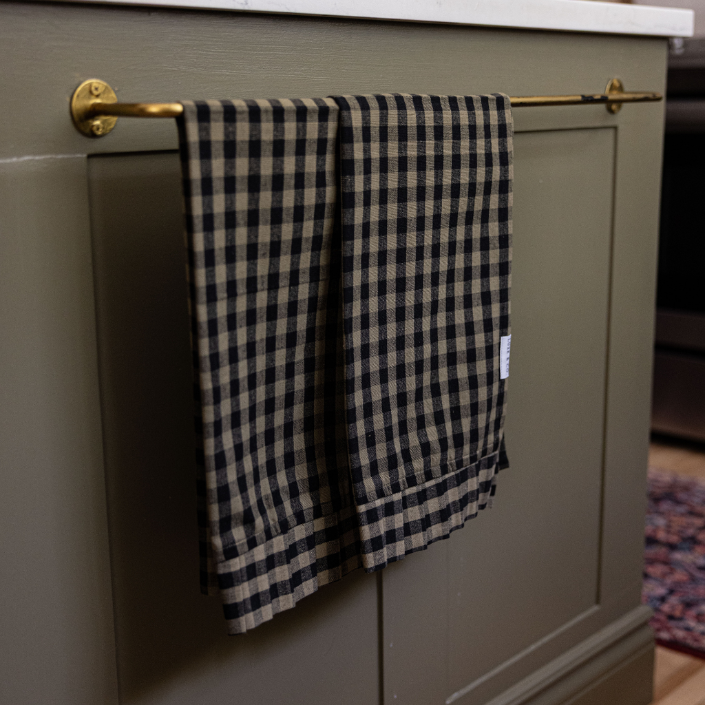Ruffle Dish Towels | Olive Green Gingham