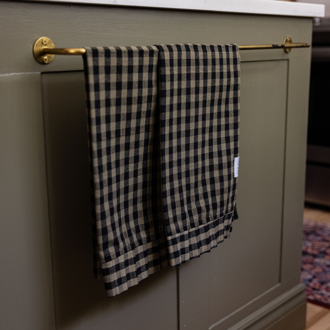 Ruffle Dish Towels | Olive Green Gingham