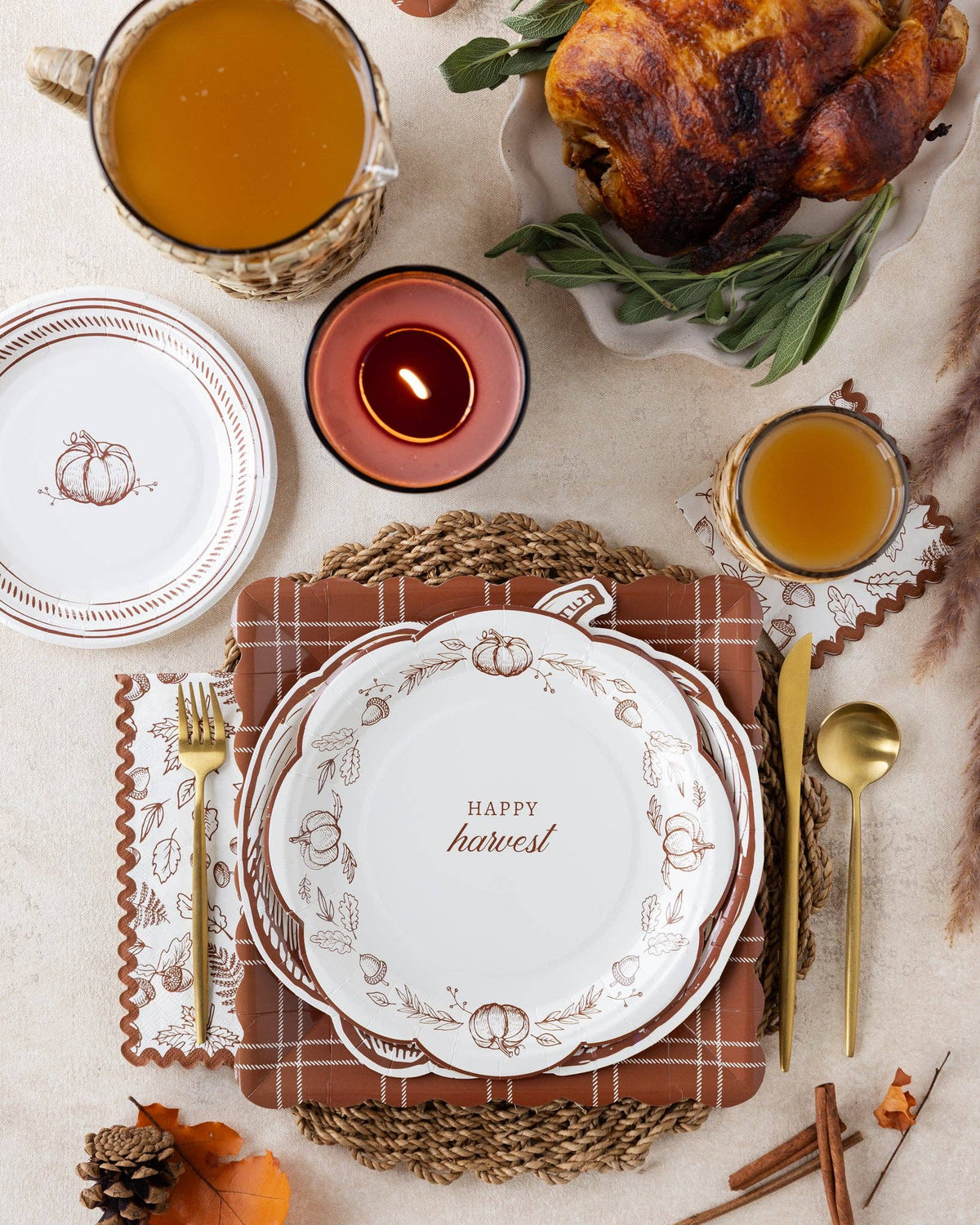 Pumpkin Line Art Plate Set