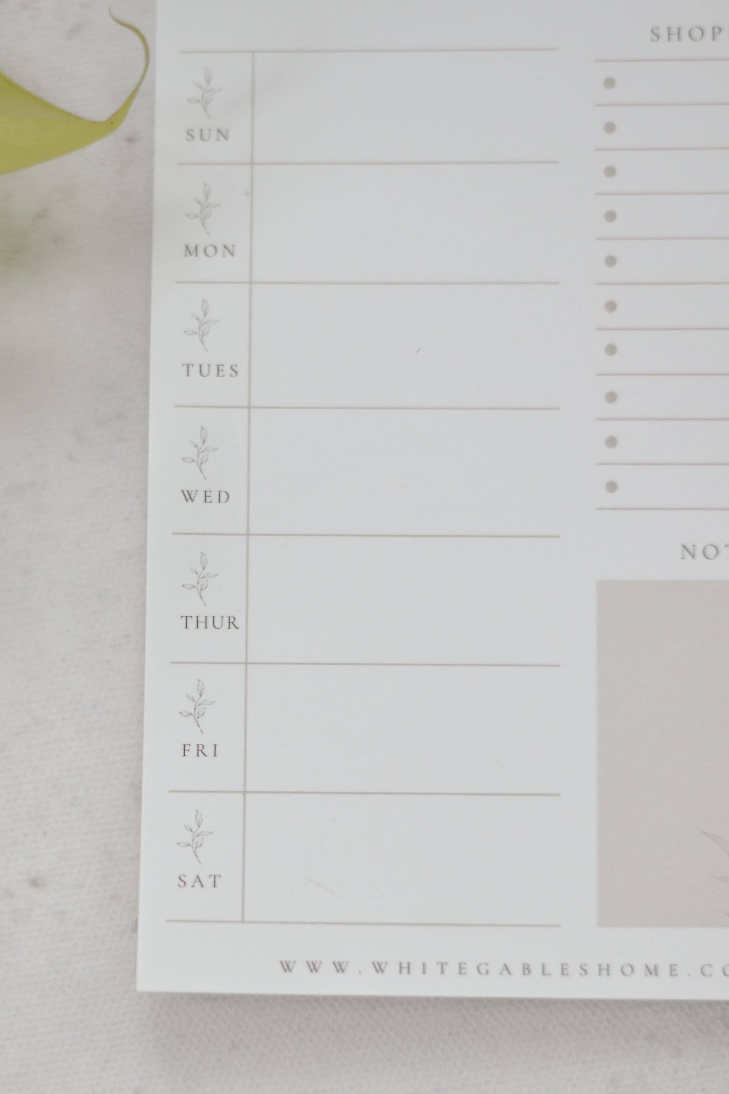 Weekly Table Menu Planning Pad