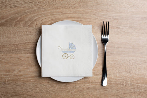 Baby Carriage Cocktail Napkin | Blue