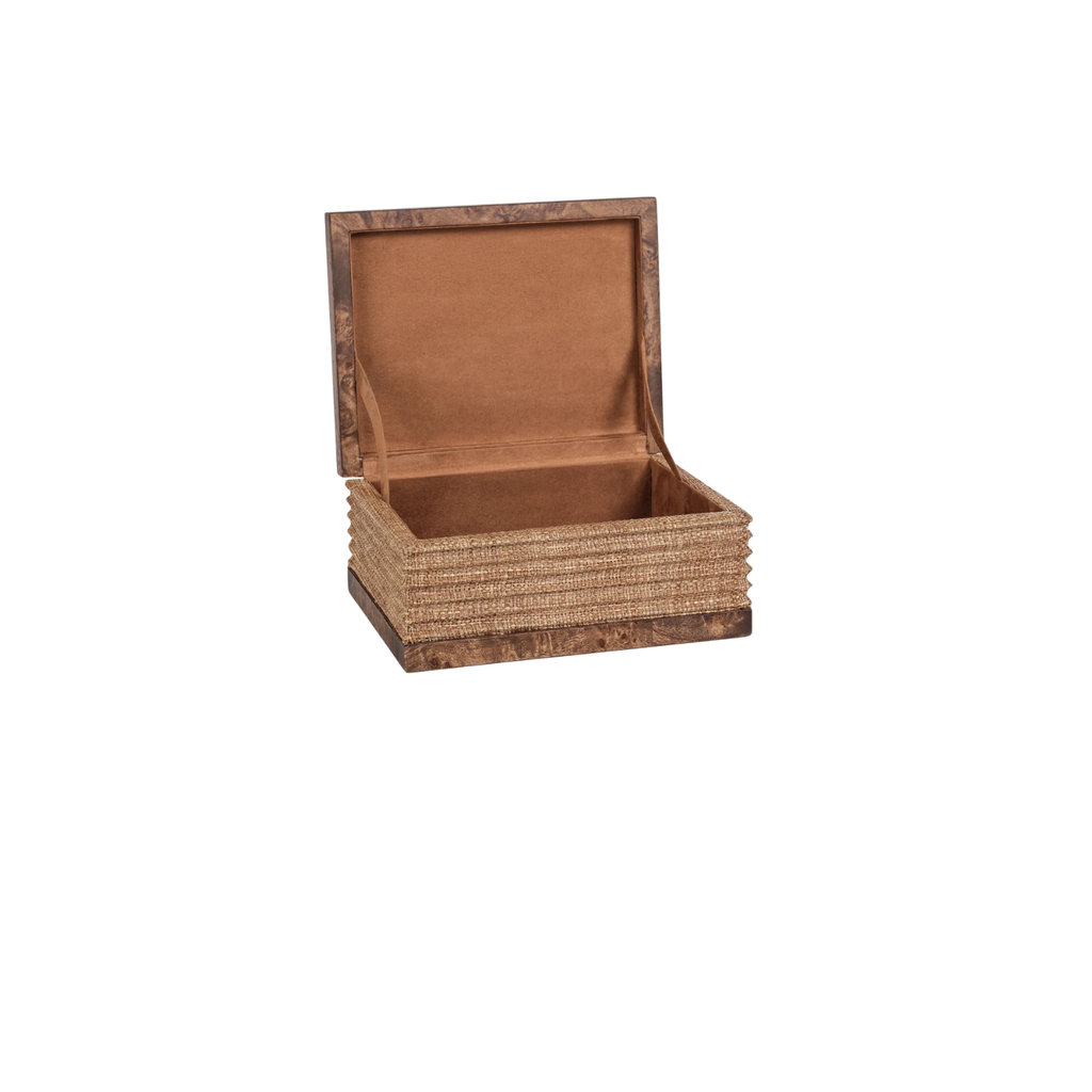 Rosso Burlwood & Raffia Box | In Shoppe Pickup Only