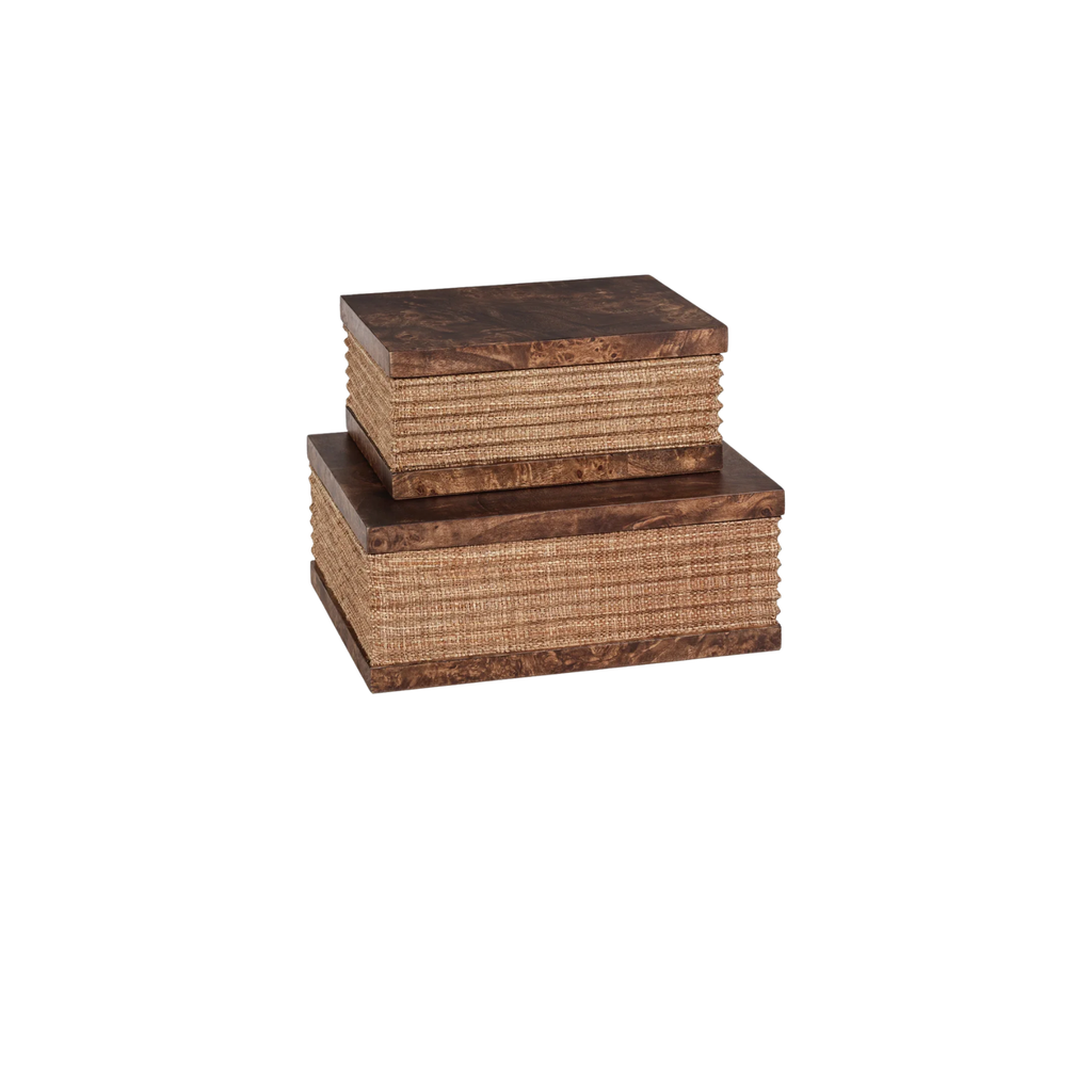 Rosso Burlwood & Raffia Box | In Shoppe Pickup Only