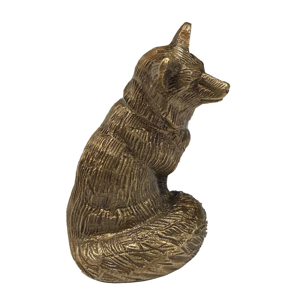 Antiqued Solid Brass Sitting Fox | In Shoppe Pickup Only