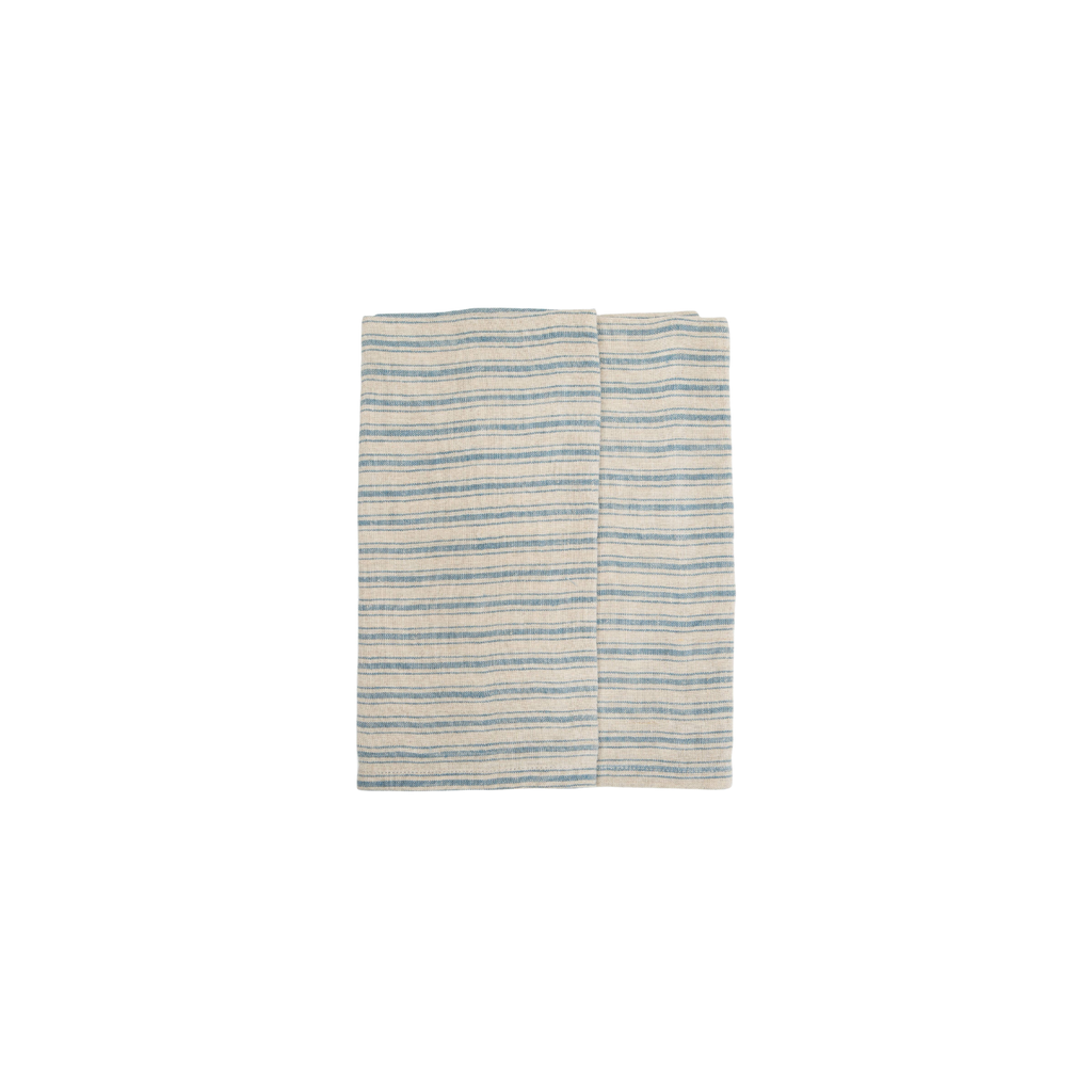 Boat Stripe Linen Towels | Natural & Blue