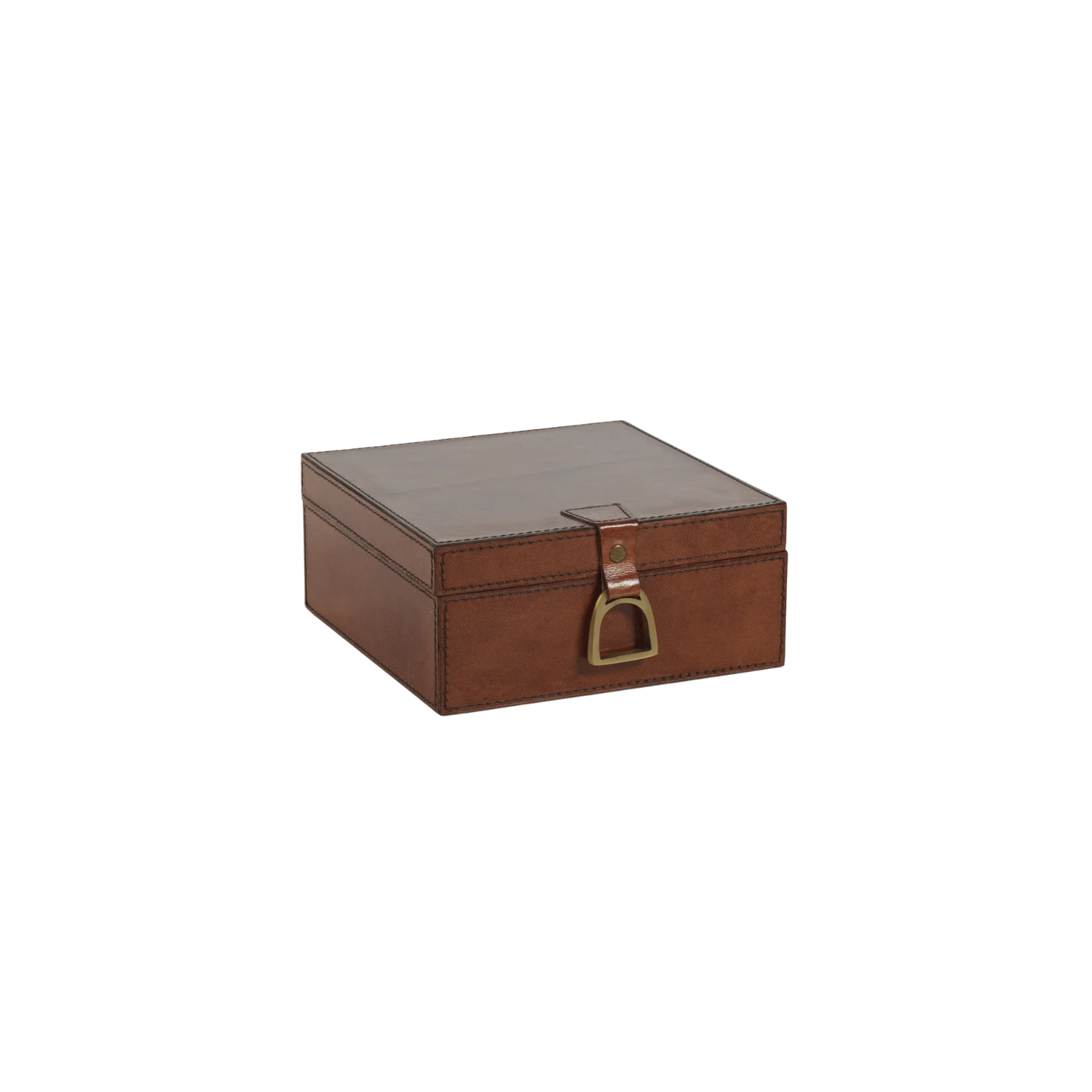 Square Leather & Brass Box | In Shoppe Pickup Only