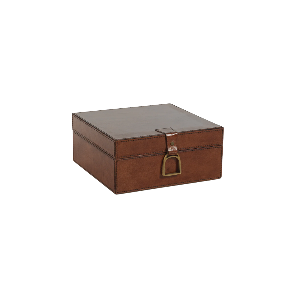 Square Leather & Brass Box | In Shoppe Pickup Only