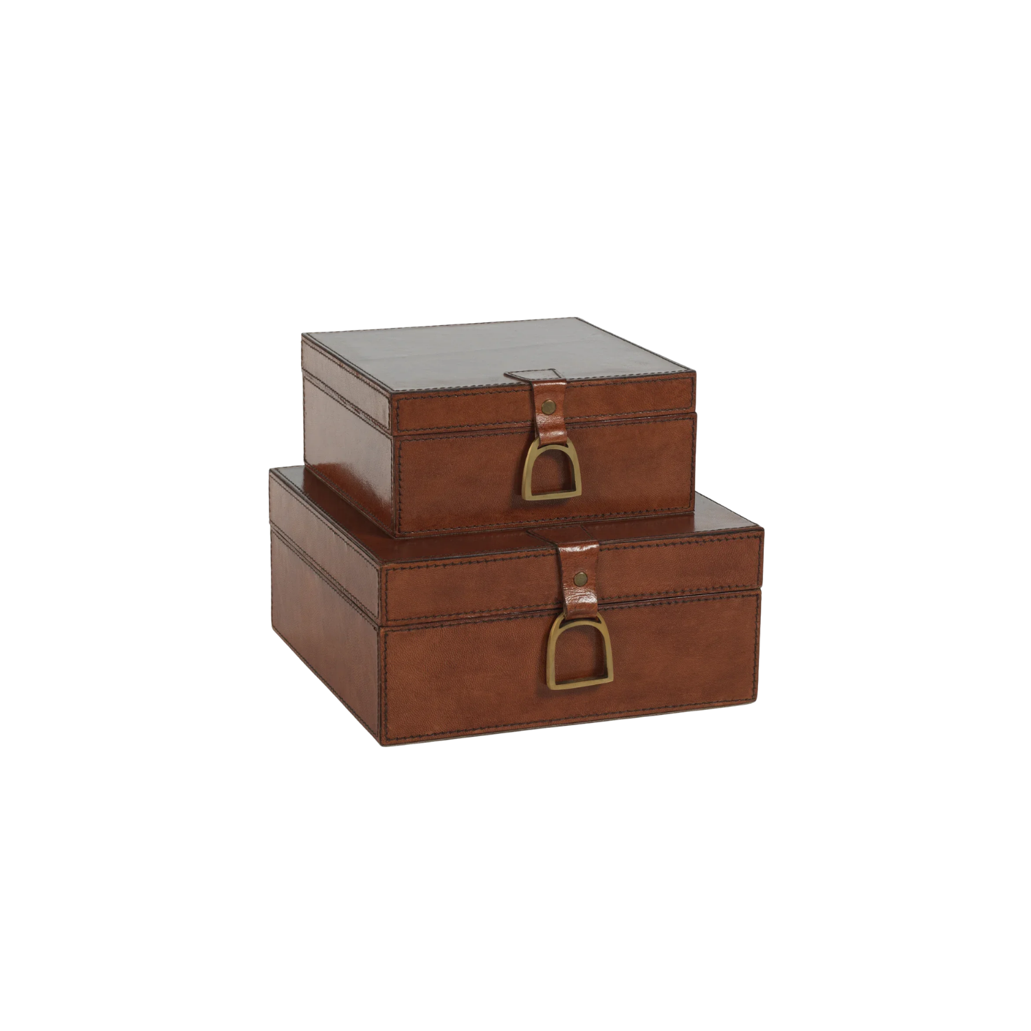 Square Leather & Brass Box | In Shoppe Pickup Only