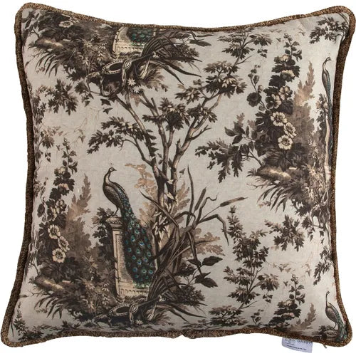 Peacock Bark Feather Pillow