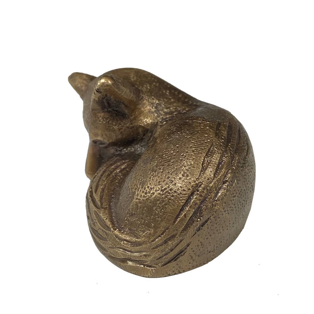 Antiqued Brass Sleeping Fox | In Shoppe Pickup Only