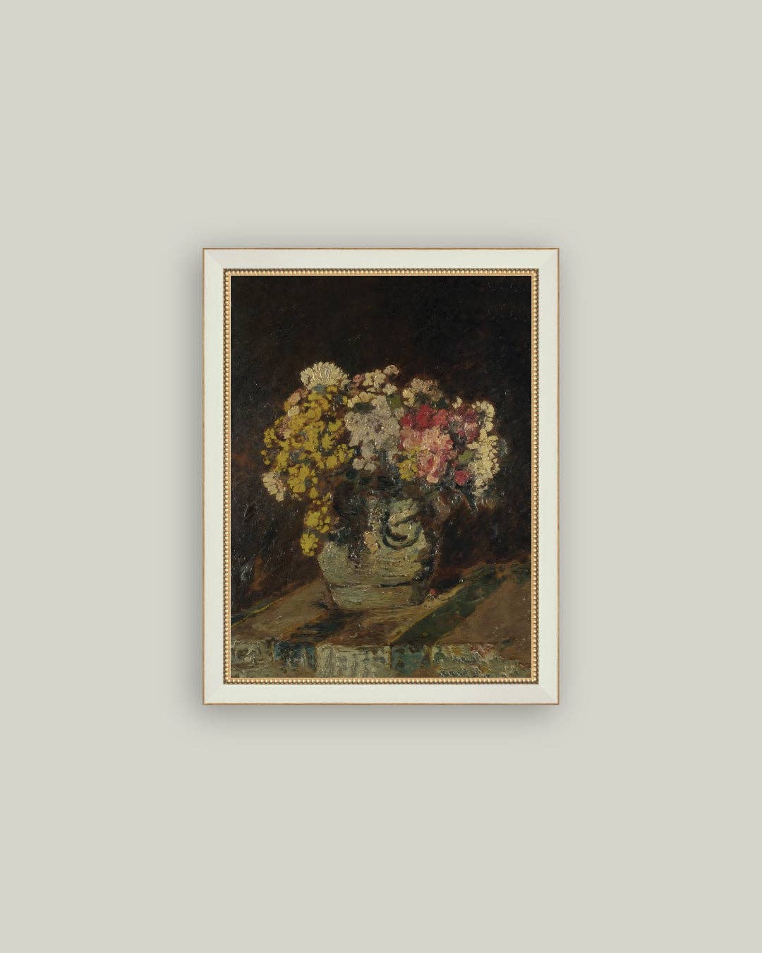 Vase of Pink & Yellow Flowers