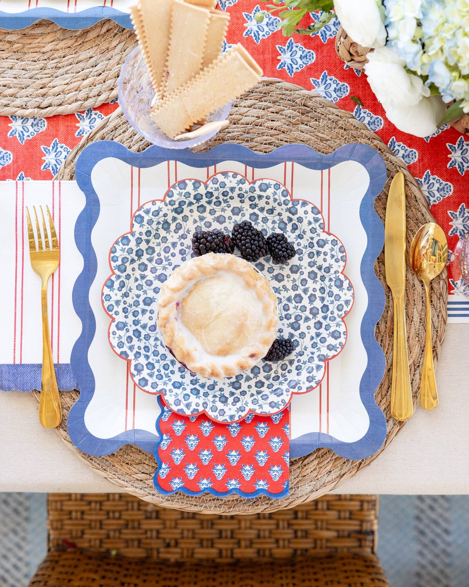 Red Stripes Paper Plate