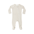 Bamboo Zip Footie l Oat Gingham